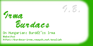 irma burdacs business card